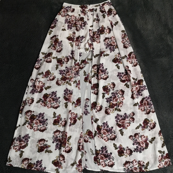 UK2LA Floral High-Low Chiffon Skirt Shorts - Picture 1 of 5